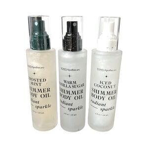 Soho Apothecary Shimmer Body Oil Set Frosted Mint Iced Coconut Vanilla Sugar NEW